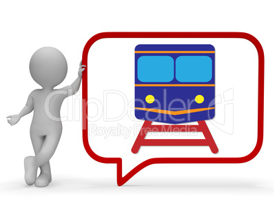 Train Speech Bubble Represents Dialogue Railroad 3d Rendering