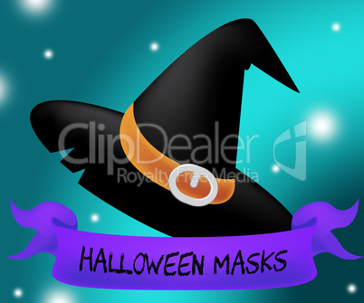Halloween Masks Represents Trick Or Treat And Autumn