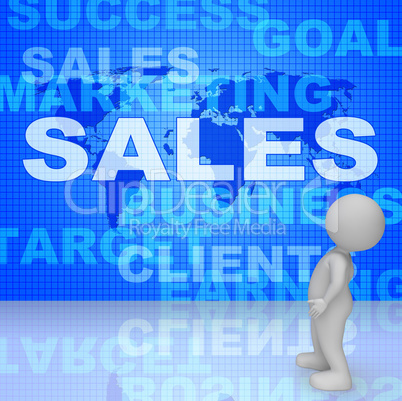 Sales Words Represents Corporation Sell 3d Rendering