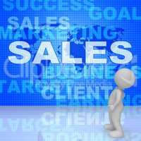 Sales Words Represents Corporation Sell 3d Rendering