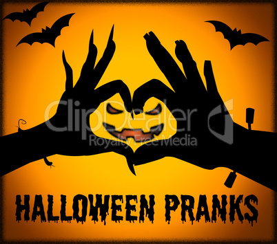 Halloween Pranks Indicates Trick Or Treat And Autumn