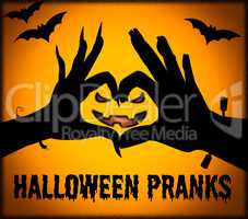 Halloween Pranks Indicates Trick Or Treat And Autumn