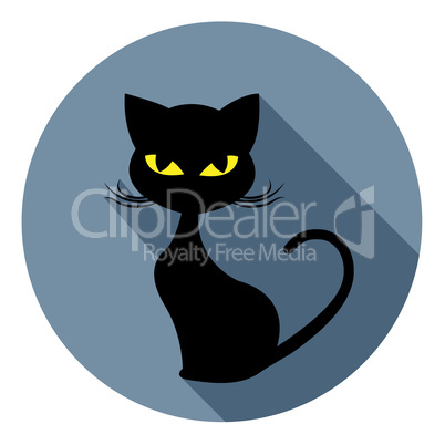 Halloween Cat Icon Indicates Trick Or Treat And Animal