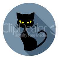 Halloween Cat Icon Indicates Trick Or Treat And Animal