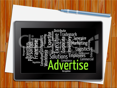 Advertise Word Indicates Words Adverts And Promoting Tablet