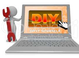 Diy Button Represents Do It Yourself 3d Rendering