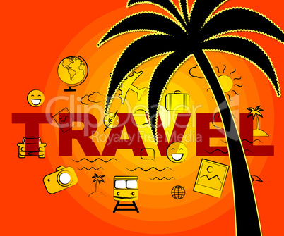 Travel Icons Indicates Tours Expedition And Trips
