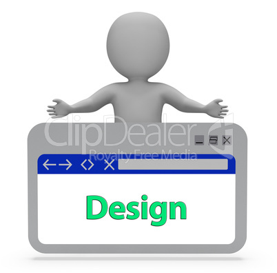 Design Webpage Means Designer Designing 3d Rendering