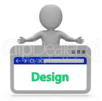 Design Webpage Means Designer Designing 3d Rendering