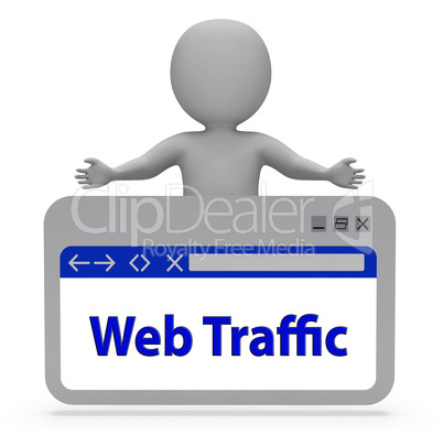 Web Traffic Webpage Represents Optimize Website 3d Rendering