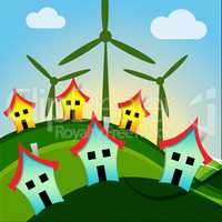 Wind Turbine Houses Shows Housing Conservation And Power