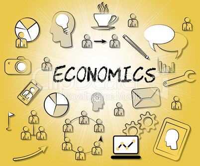 Economics Icons Shows Sign Fiscal And Economizing