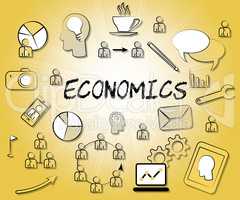 Economics Icons Shows Sign Fiscal And Economizing