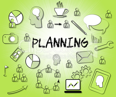 Planning Icons Represents Sign Objectives And Aspirations