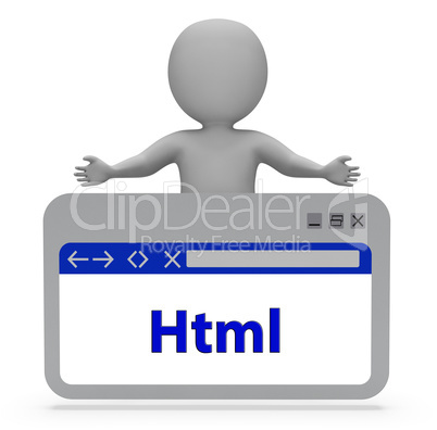 Html Webpage Indicates Hypertext Markup Language 3d Rendering