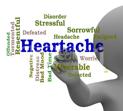 Heartache Word Represents Worry Agony 3d Rendering