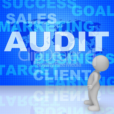Audit Words Represents Finances Validation 3d Rendering