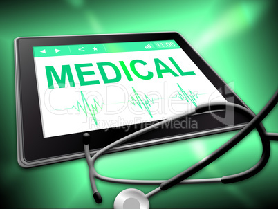 Medical Tablet Shows Medicine Online And Www