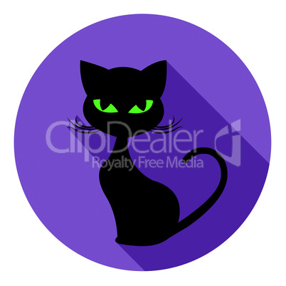 Halloween Cat Icon Means Trick Or Treat And Autumn