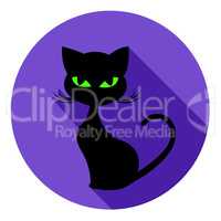 Halloween Cat Icon Means Trick Or Treat And Autumn