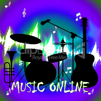 Music Online Indicates Sound Track And Audio