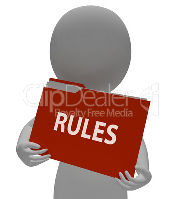 Rules Folder Shows Office Binder 3d Rendering
