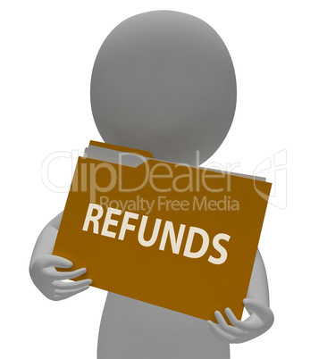 Refunds Folder Means Money Back And Administration 3d Rendering