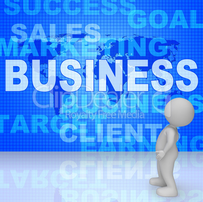 Business Words Shows Corporate Commerce And Buy 3d Rendering