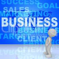 Business Words Shows Corporate Commerce And Buy 3d Rendering