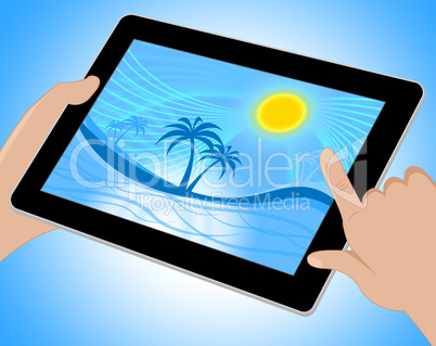 Palm Tree Indicates Tropical Climate And Coastline Tablet