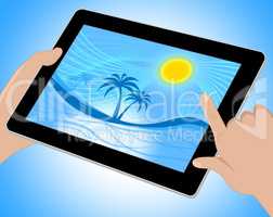 Palm Tree Indicates Tropical Climate And Coastline Tablet