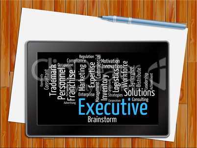 Executive Word Indicates Senior Manager And Md Tablet