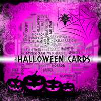 Halloween Cards Shows Trick Or Treat And Haunted