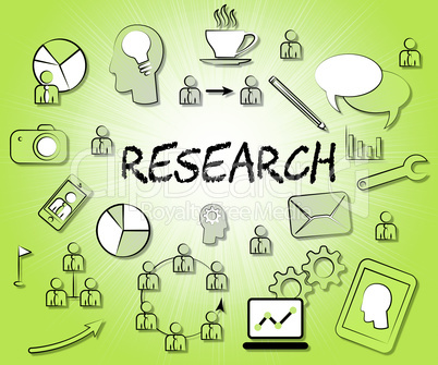 Research Icons Indicates Gathering Data And Analyse