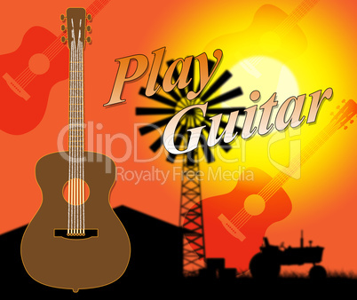 Play Guitar Shows Rock Instrument And Performing