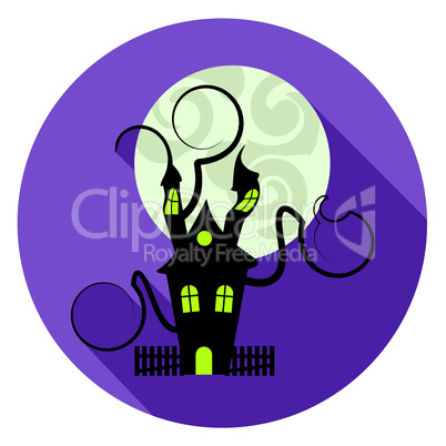 Halloween House Icon Represents Trick Or Treat And Apartment