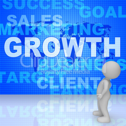 Growth Words Represents Advance Rising And Development 3d Render