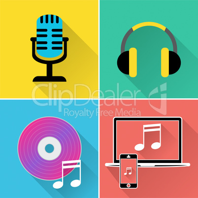 Music Icons Represents Symbol Melody And Track