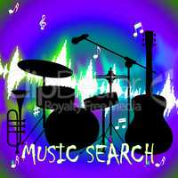 Music Search Indicates Gathering Data And Acoustic
