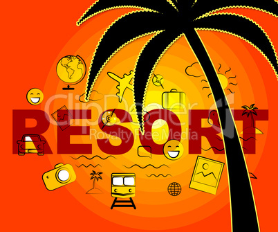 Resort Icons Means Symbol Complex And Hotels