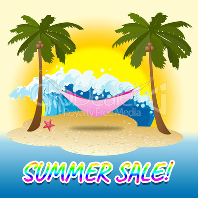 Summer Sale Represents Merchandise Seafront And Vacational