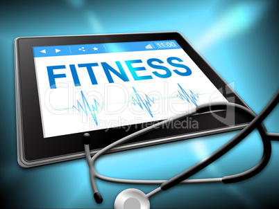 Fitness Tablet Shows Healthy Living And Exercise