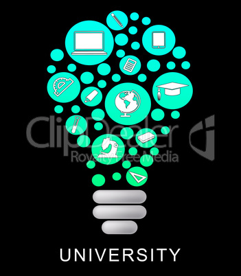 University Lightbulb Means Power Source And Academy