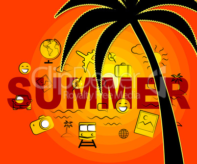 Summer Icons Represents Summertime Symbol And Heat