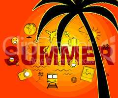 Summer Icons Represents Summertime Symbol And Heat