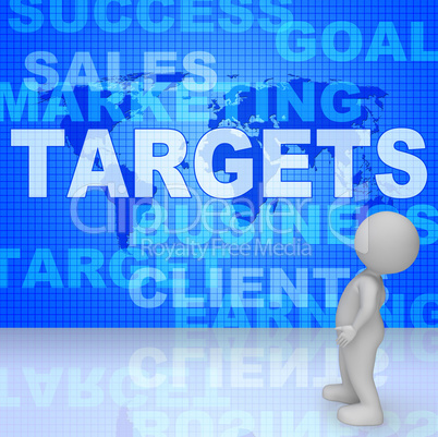 Targets Words Represents Projection Business And Aiming 3d Rende