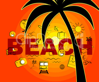 Beach Icons Indicates Seafront Coast And Symbols