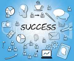 Success Icons Means Triumphant Symbol And Winning