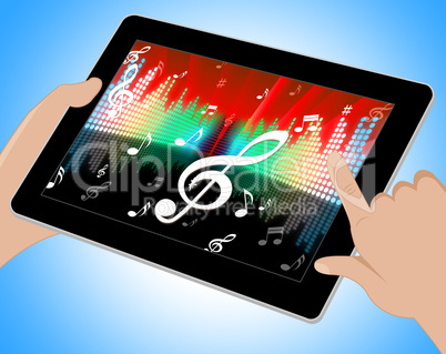 Notes Equaliser Represents Sound Track And Abstract Tablet