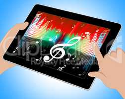 Notes Equaliser Represents Sound Track And Abstract Tablet